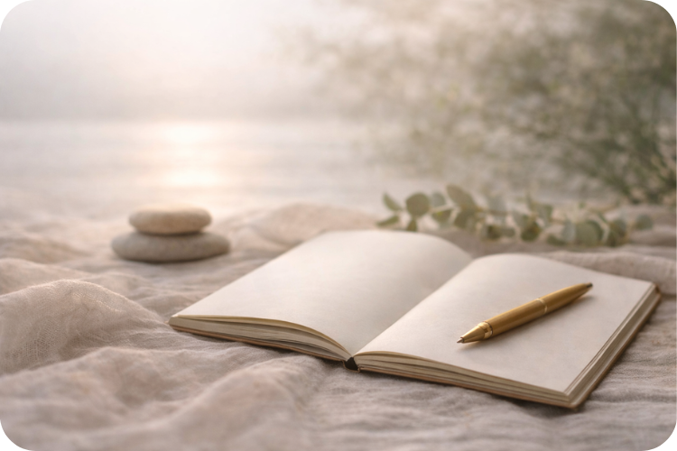 Reflections - Journal Writing, Calm, Serene, Sunset Shore